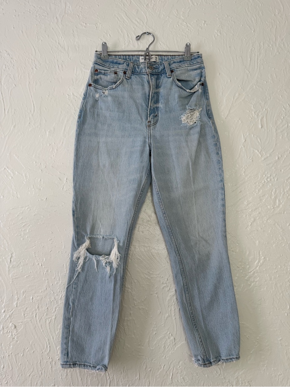 Abercrombie & Fitch Light Wash Distressed Boyfriend Jeans